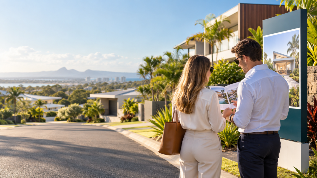 Australian homebuyers reviewing a Sunshine Coast property as interest rates affect borrowing capacity